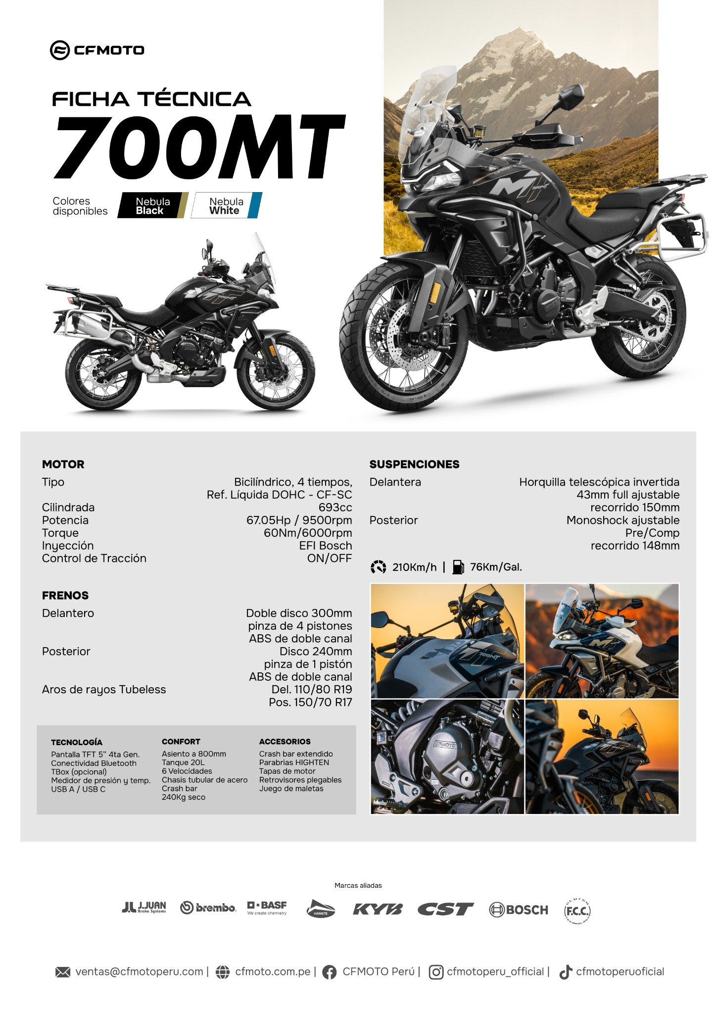 Ficha técnica CFMOTO 700MT 2026